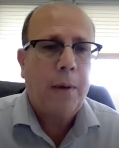 Screenshot of James Martin's face taken during a video call.