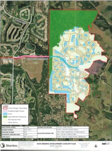 Map showing the proposed Hi Hat Village development and Bee Ridge Rd extension.