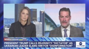 ABC News Live screenshot of Greg Steube being interviewed. Caption: "President Trump calls Zelenskyy "dictator" as Ukrainian leader slams him for "disinformation".