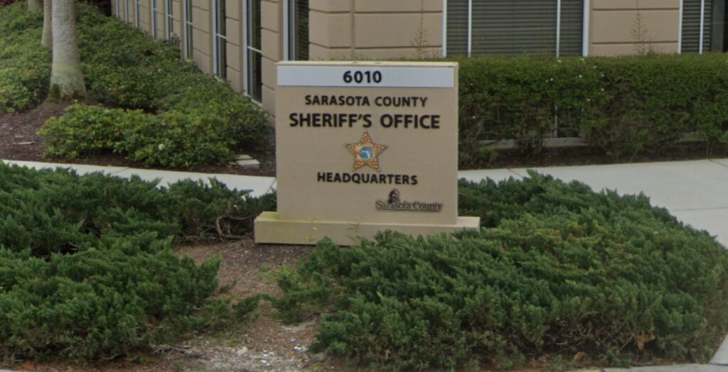 Sign out front of the Sarasota County Sheriff's Office headquarters.