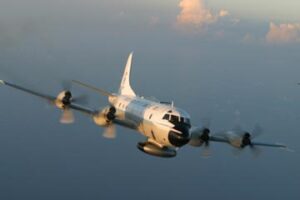 A plane in the air.