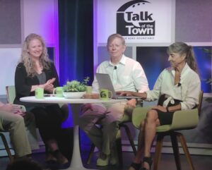 Mark Smith and Jennifer Ahearn-Koch at the table with Carrie Seidman on Talk of the Town.