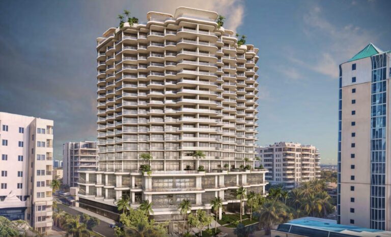 Lifelike visualization of an 18-story condo complex.