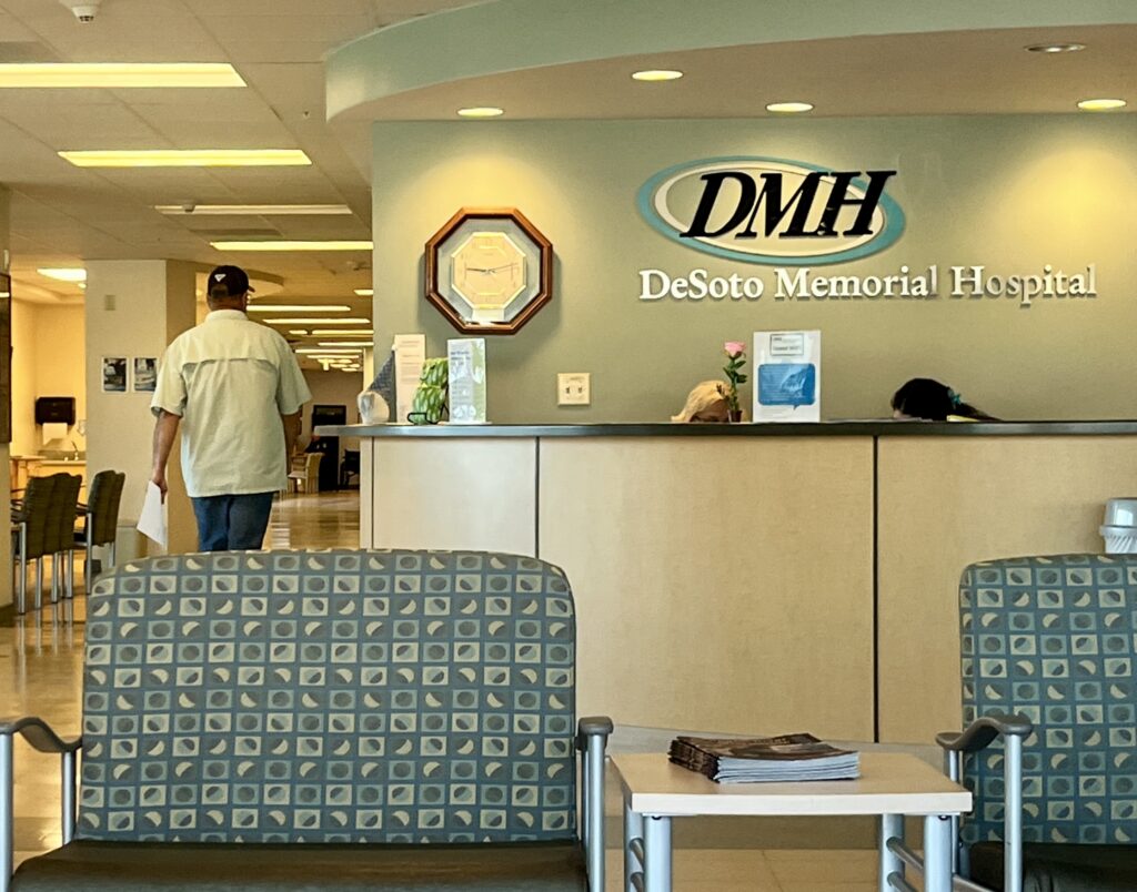 Photo of the reception area for DeSoto Memorial Hospital.
