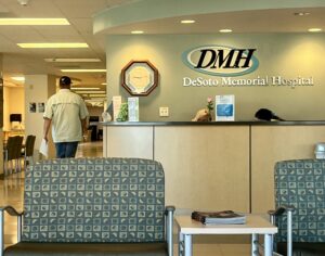 Photo of the reception area for DeSoto Memorial Hospital.