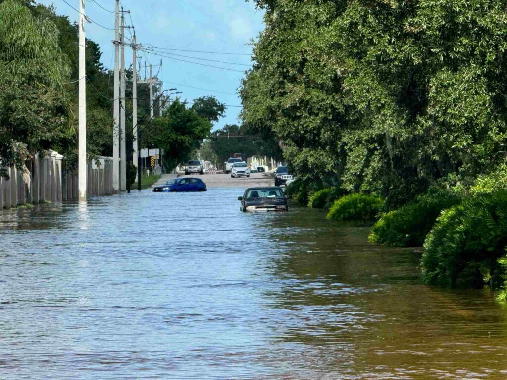 Photo of a flooded road.