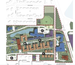 Master plan map of the bayshore area of New College's campus.