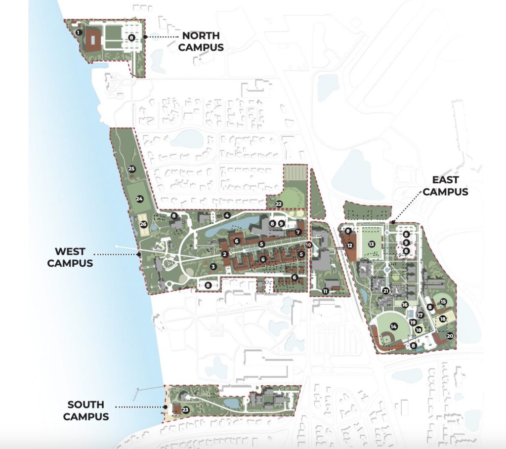Master plan map of New College's campus.
