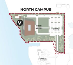 Master plan map of the northern area of New College's campus.