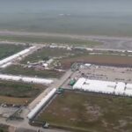 Aerial photo of the Alligator Alcatraz immigration detention camp.