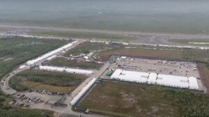 Aerial photo of the Alligator Alcatraz immigration detention camp.