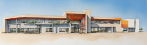 Rendering of the proposed Newtown Family Center building.