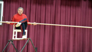 Tito Wallenda balances skillfully.