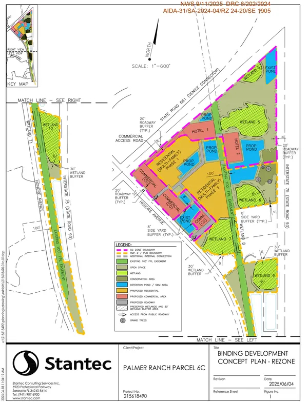 Map showing the proposed rezone for Palmer Ranch Parcel 6C.