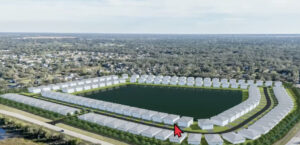 Rendering of the proposed 126 homes and retention pond on the Smith Farm land.