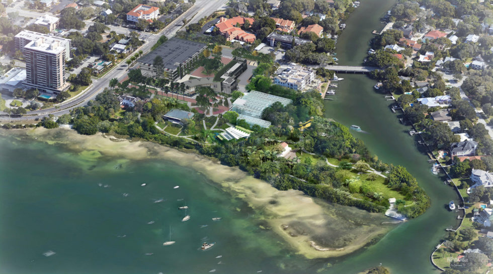Aerial rendering of Phase Two of Selby Botanical Gardens' construction plans.