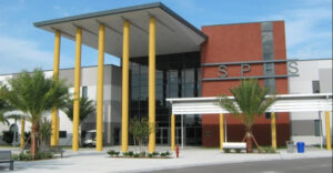 Photo of the front entrance of Suncoast Polytechnical High.