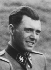 Black and white photo of Josef Mengele.