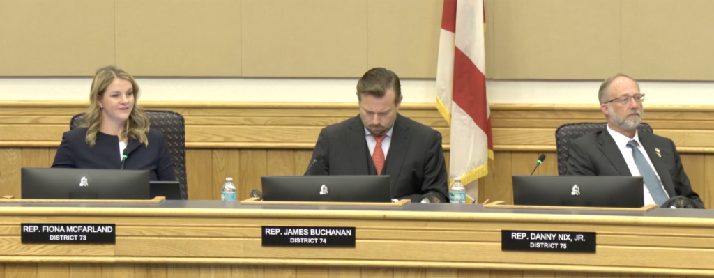 Representatives Fiona McFarland, James Buchanan and Danny Nix, Jr. at the Sarasota Delegation.