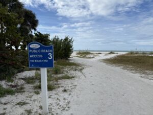 A Public Beach Access sign on Siesta Beach.