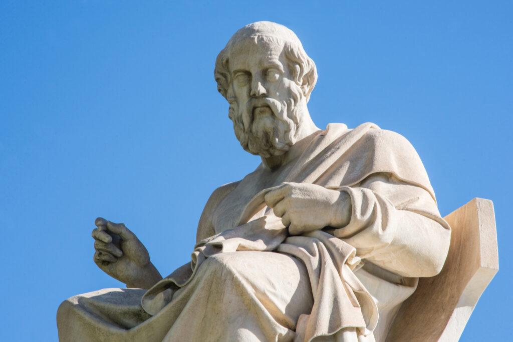 A statue of Plato.