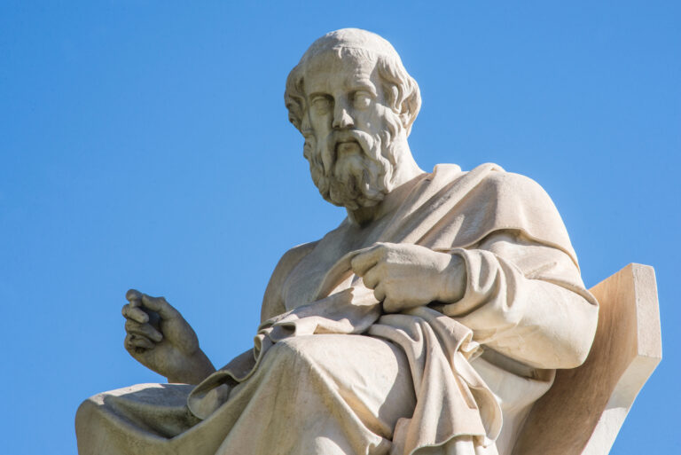 A statue of Plato.