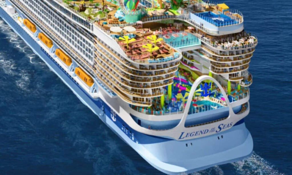 A colorful cruise ship on the water.