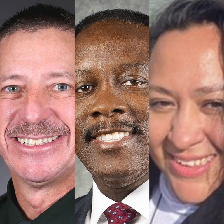 Kurt Hoffman, Jerry Demings, and Daniela Arcadia's photos side by side.