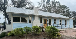 Side view of the Leonard Reid House.