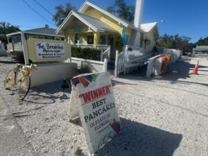 The Breakfast House restaurant. A sign out front declares them the winner of Dailynews.com's "Best Pancakes in State of Florida" competition.