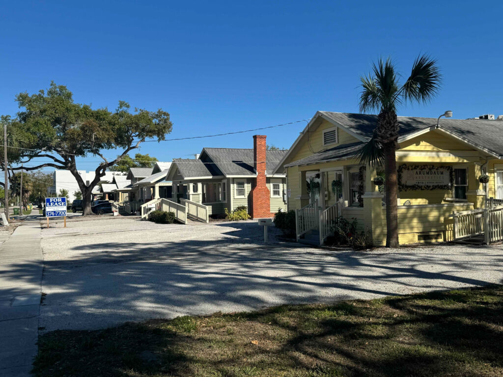 A row of cottages in Sarasota's Historic Downtown Village.