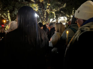 A crowd gathered in downtown Sarasota for a candlelit vigil.