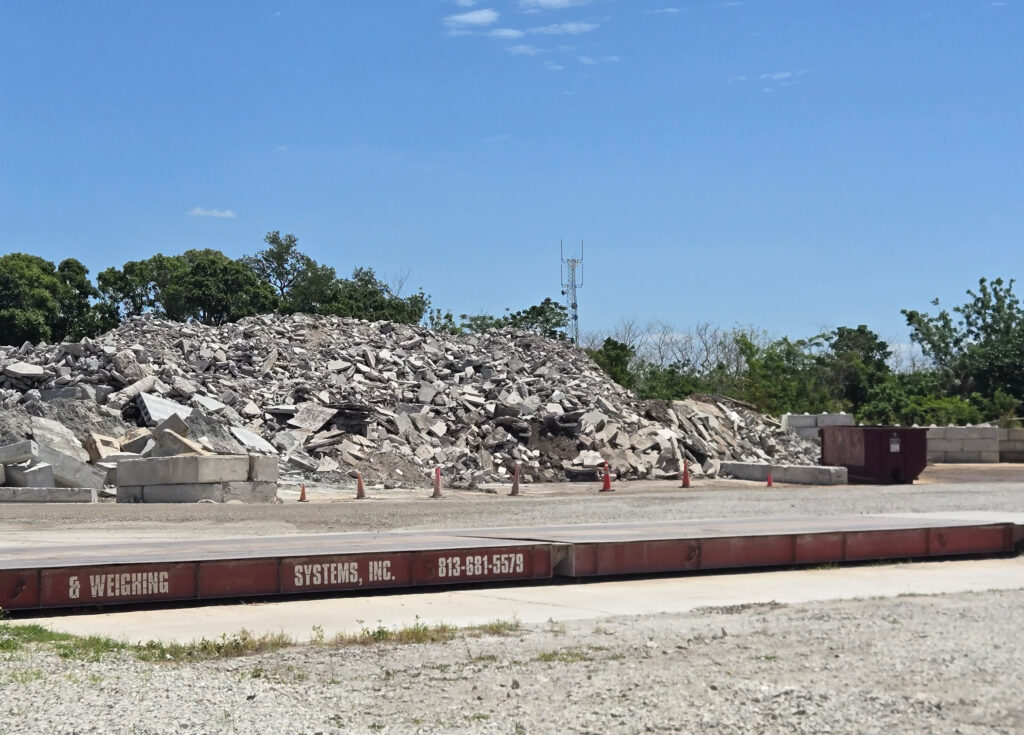 A sizeable heap of concrete debris.