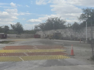 A patio area at U.S. Recycling.