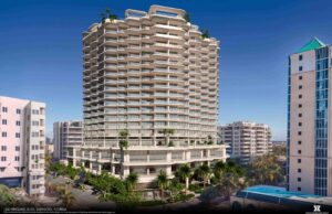 Lifelike visualization of an 18-story condo complex.