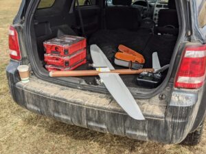 A Black Swift Technologies S0™ UAS in the back of an SUV.