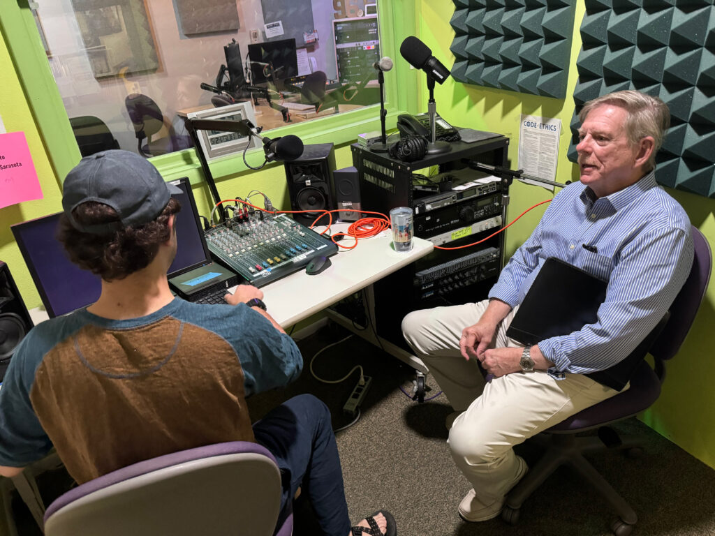 Mark Smith is interviewed in a recording studio.