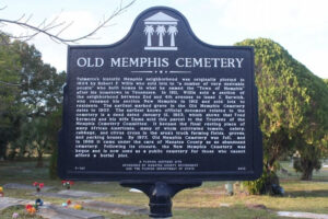 A historical marker for the Old Memphis cemetery.