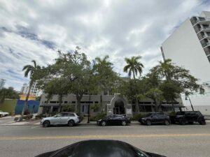 Street level photo of the front entrance to the U.S. Garage building.