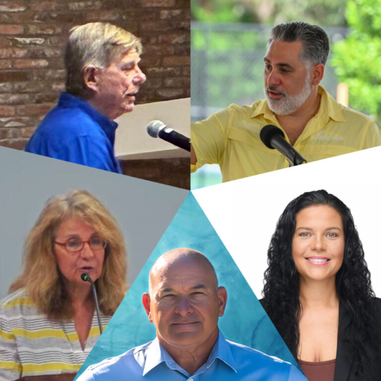 Side-by-side photos of Mark Smith, Joe Neunder, Kristina Sargent, Jim DeNiro, and Julie London Ferguson.