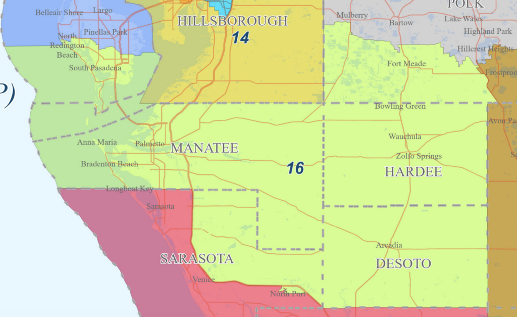 A map of Florida Congressional District 16.