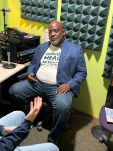 Desmond Meade in a sound studio.