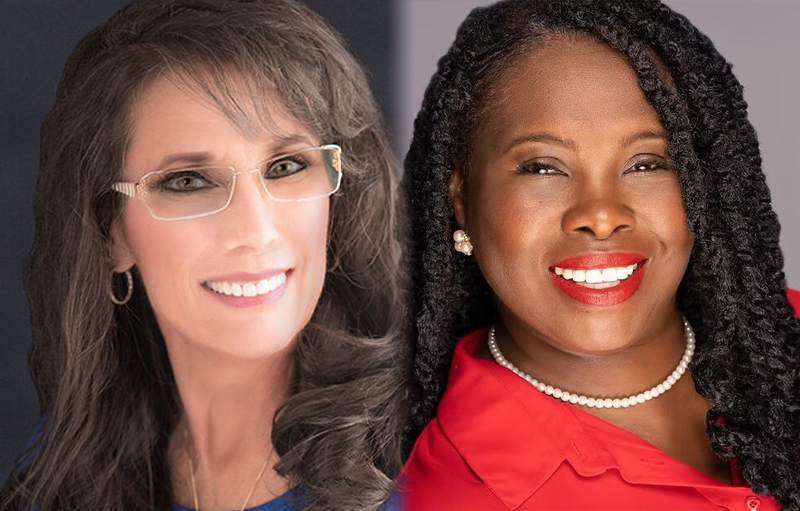 Side by side photos of Sharon Jefferson and Cindy Spray smiling.