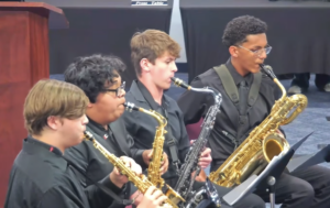 A student saxophone quartet.