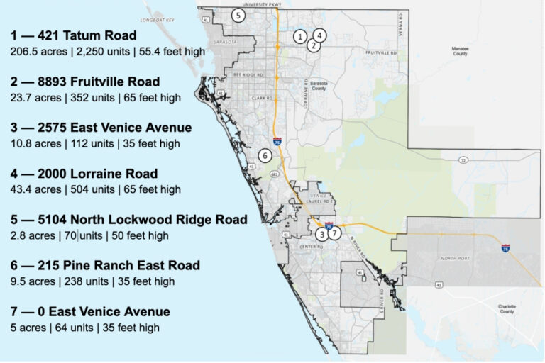 A map of vetoed Live Local projects.