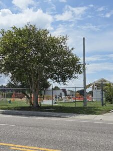 Construction outside a water treatment plant.