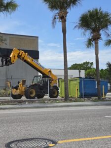 Construction outside a water treatment plant.