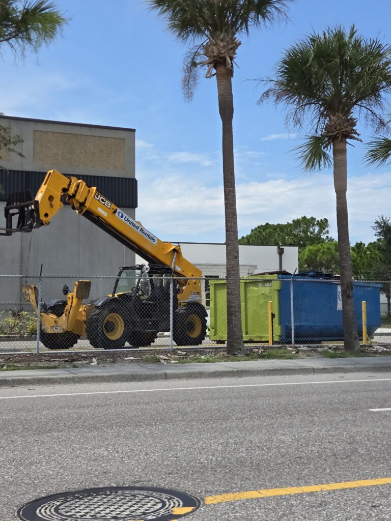 Construction outside a water treatment plant.