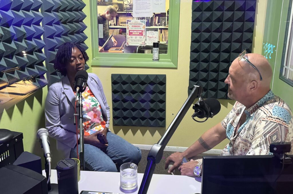 Angie Nixon and Mitch Maley in the studio at WSLR.