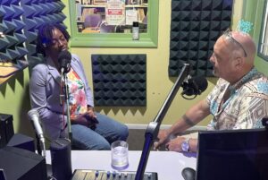 Angie Nixon and Mitch Maley in the studio at WSLR.